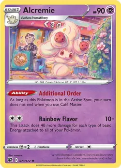 Alcremie SWSH09 071/172 Pokemon SWSH09: Brilliant Stars Rare Reverse Holofoil... - Image 1