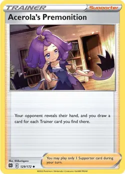Acerola's Premonition SWSH09 129/172 Pokemon SWSH09: Brilliant Stars Uncommon... - Image 1