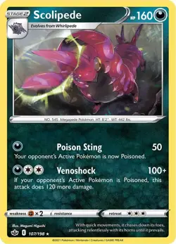 Scolipede SWSH06 107/198 Pokemon SWSH06: Chilling Reign Rare Normal EN NM - Image 1