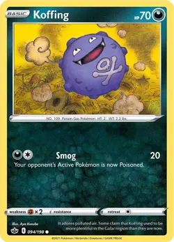 Koffing SWSH06 094/198 Pokemon SWSH06: Chilling Reign Common Normal EN NM - Image 1
