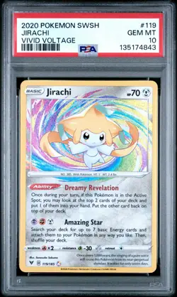 2020 POKEMON SWORD & SHIELD VIVID VOLTAGE #119 JIRACHI PSA 10 - Image 1
