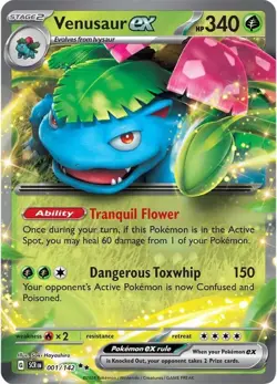 Venusaur ex SCR 001/142 Pokemon SV07: Stellar Crown Double Rare Holofoil EN NM - Image 1