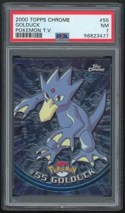 2000 Topps Chrome Pokemon Golduck #55 PSA 7 NM - Image 1