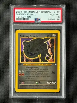 PSA 8 Shining Steelix 112/105 1st Edition Pokemon Card Neo Destiny WOTC NM-MT - Image 1