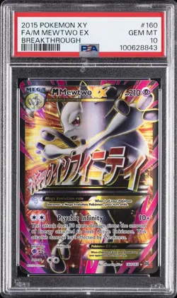 2015 POKEMON XY BREAKTHROUGH #160 FULL ART/M MEWTWO EX PSA 10 - Image 1