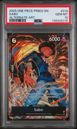 One Piece *ENGLISH* PRB02-014 Sabo Alt Art PSA 10 GEM MT - Image 1