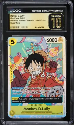 Monkey D. Luffy ENGLISH OP07-109 CGC 10 Pristine 2024 Premim B Vol 2 One Piece - Image 1