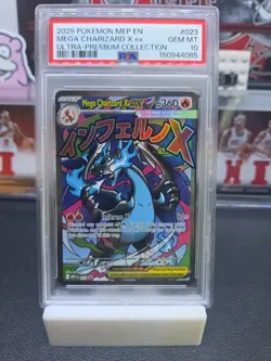 147516097 Mega Charizard X ex 2025 Pokemon MEP Black Star Promos #023 PSA 10 - Image 1