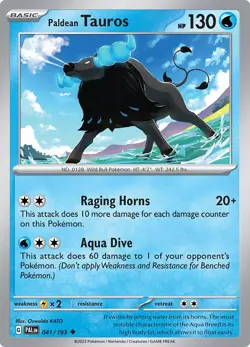 Paldean Tauros - 041/193 PAL 041/193 Pokemon SV02: Paldea Evolved Uncommon No... - Image 1