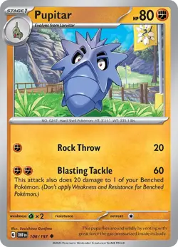 Pupitar OBF 106/197 Pokemon SV03: Obsidian Flames Uncommon Normal EN NM - Image 1