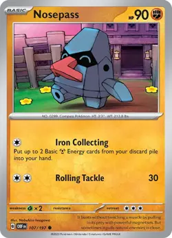 Nosepass OBF 107/197 Pokemon SV03: Obsidian Flames Common Reverse Holofoil EN NM - Image 1