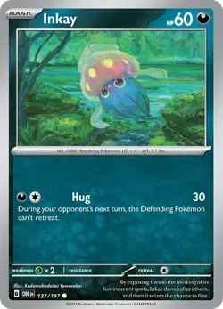 Inkay OBF 137/197 Pokemon SV03: Obsidian Flames Common Reverse Holofoil EN NM - Image 1