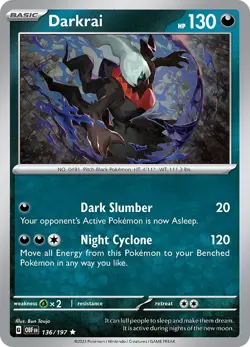 Darkrai OBF 136/197 Pokemon SV03: Obsidian Flames Rare Reverse Holofoil EN NM - Image 1