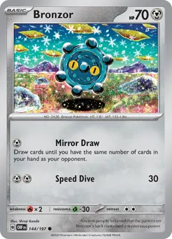 Bronzor OBF 144/197 Pokemon SV03: Obsidian Flames Common EN NM - Image 1