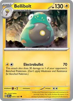Bellibolt - 077/197 OBF 077/197 Pokemon SV03: Obsidian Flames Uncommon Normal... - Image 1