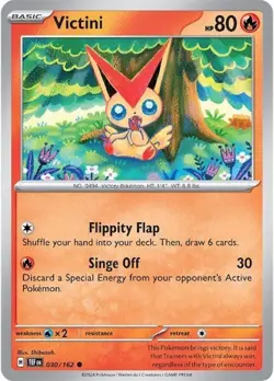 Victini TEF 030/162 Pokemon SV05: Temporal Forces Common Reverse Holofoil EN NM - Image 1