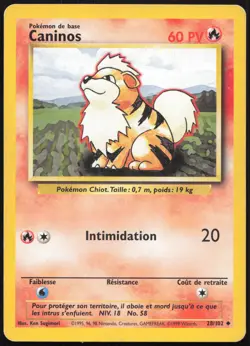 Carte Pokemon Caninos 28/102 Set de base Francais - Image 1