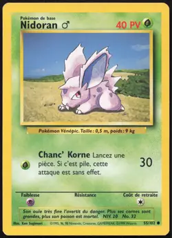 Carte Pokemon Nidoran ♂ 55/102 Set de base Francais - Image 1