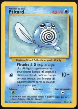 Carte Pokemon Ptitard 59/102 Set de base Francais - Image 1