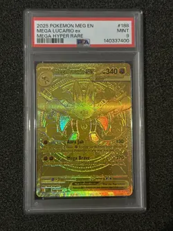 2025 POKEMON MEG EN-MEGA EVOLUTION MEGA HYPER RARE #188 MEGA LUCARIO EX PSA 9 - Image 1
