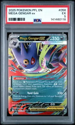 2025 Pokemon Phantasmal Flames # 056 Mega Gengar EX PSA 5 Card EX Free Shipping! - Image 1
