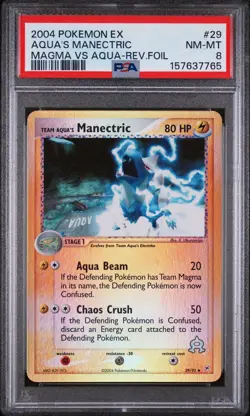 Pokemon Team Aqua's Manectric EX Magma Vs Aqua Reverse Holo #29 PSA 8 - Image 1