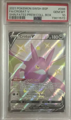 Pokemon Crobat V SWSH098 SWSH Promo Full Art Holo PSA 10 English 2021 - Image 1