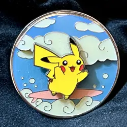 Pokemon Celebrations 25th Anniversary Flying & Surfing Pikachu Enamel Pin - Image 1