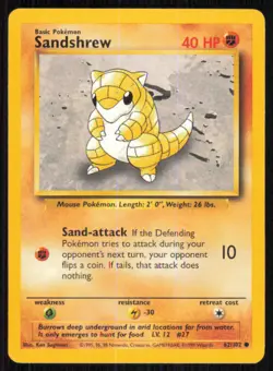 Sandshrew 62/102 Common Base Set Unlimited Pokemon Lightly Played - Image 1