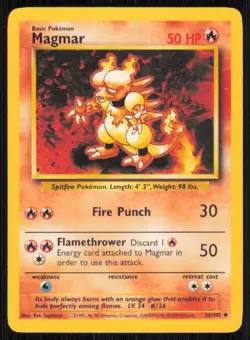 Magmar 36/102 Uncommon Base Set Unlimited Pokemon Lightly Played - Image 1