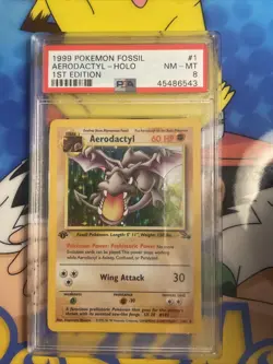 1st Edition Aerodactyl Holo - 1999 Pokemon Fossil - 1/62 PSA 8 NEAR MINT - Image 1