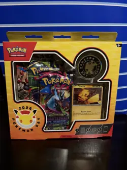 Pokemon Day 2026 Collection Box Pikachu Promo Card Coin 3 Booster Packs - Image 1