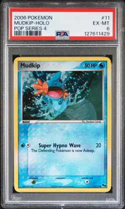 Pokemon Card Mudkip 11/17 Holo Foil Pop Series 4 PSA 6 EX-MT - Image 1