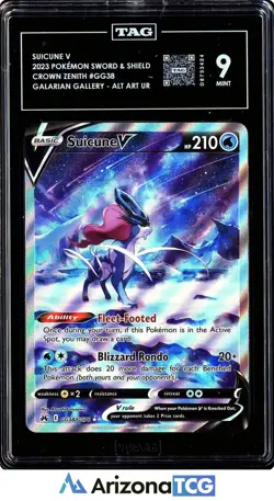 Pokemon 2023 Suicune V GG38/GG70 Alt Art Ultra Rare Crown Zenith TAG 9 - Image 1