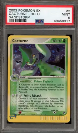 Pokemon Cacturne EX Sandstorm Holo Rare #2 PSA 9 Mint - Image 1