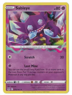 Pokemon Sableye Lost Origin 070/196 Holo Rare - NM - Image 1