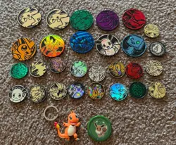 Lot Of 28 Official Pokemon TCG coins With Keychain - Image 1