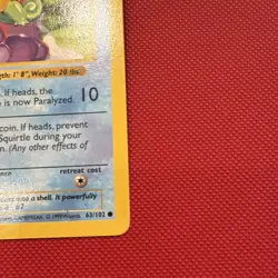Pokemon Squirtle 063/102 Base Set Shadowless 1st Edition Common ENG - Image 5
