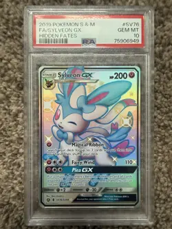 2019 POKEMON SUN & MOON HIDDEN FATES #SV76 FULL ART/SYLVEON GX PSA 10 - Image 1