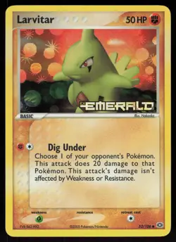 Pokemon Larvitar 52/106 ex Emerald Common Reverse Holo Near Mint - Image 1
