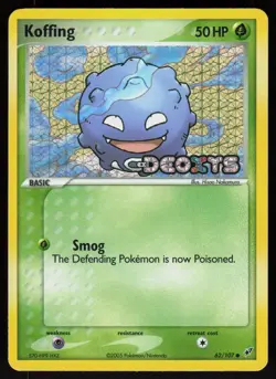 Pokemon Koffing 62/107 Deoxys Common Reverse Holo Near Mint - Image 1
