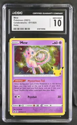 CGC 10 GEM MINT Mew 011/025 Celebrations Holo Pokemon Card - Image 1