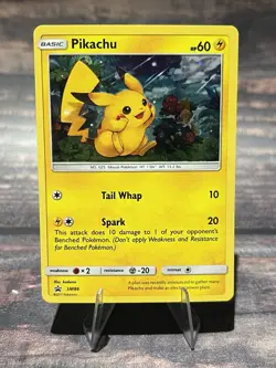 Pikachu SM86 Promo Cosmo Holo Swirl SM: Sun & Moon Promo Pokemon Card - Image 1