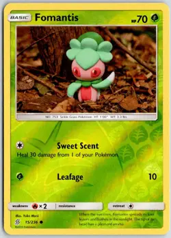 Fomantis Reverse Holofoil Common SM - Unified Minds 15/236 NM Pokemon TCG - Image 1