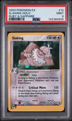 2003 POKEMON EX RUBY & SAPPHIRE #12 SLAKING-HOLO RUBY & SAPPHIRE PSA 9 - Image 1