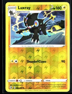 2021 Sword & Shield - Fusion Strike Luxray #93 Reverse Holo Rare Pokemon Card - Image 1