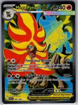 Mega Pyroar ex 099/086 ME04: Chaos Rising - Pokemon Card - NM - Image 1