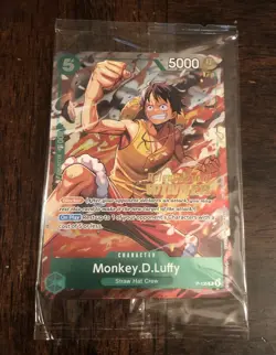 Monkey.D.Luffy P-135 Winner Stamp OP-16 Pre-Release Event Promo Card Sealed - Image 1