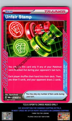SV06: Twilight Masquerade #165/167 Unfair Stamp Pokemon - Image 1