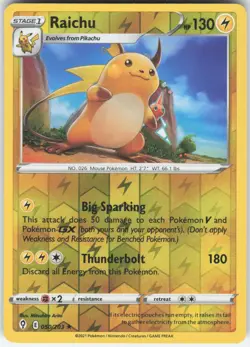 RAICHU 050/203 HOLO RARE EVOLVING SKIES POKEMON REVERSE HOLO NM - Image 1